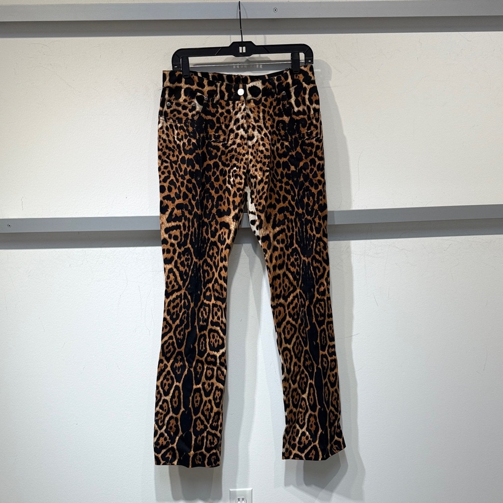Yves Saint Laurent Leopard Print Flare Jeans
